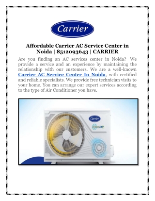 Affordable Carrier AC Service Center in Noida