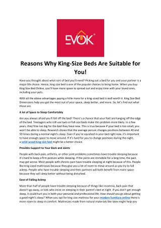 Reasons Why King-Size Beds Are Suitable for You!