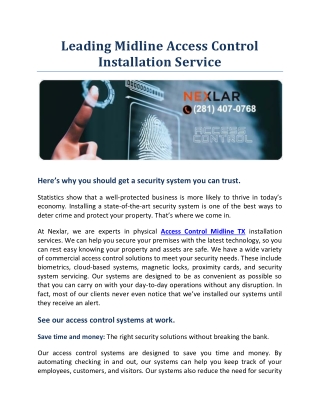 Leading Midline Access Control Installation Service