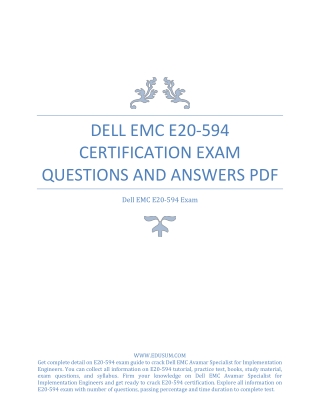 Dell EMC E20-594 Certification Exam Questions and Answers PDF