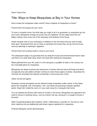 Ways to Keep Mosquitoes at Bay in Your Homes_ Payne Pest