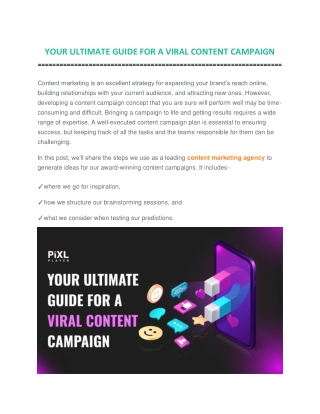 YOUR ULTIMATE GUIDE FOR A VIRAL CONTENT CAMPAIGN