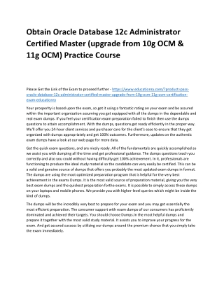 Oracle Database 12c Administrator Certified Master