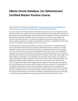 Oracle Database 12c Administrator Certified Master