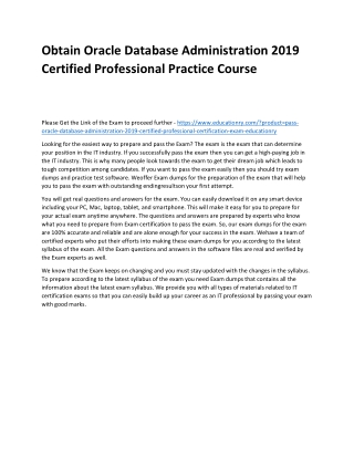 Oracle Database Administration 2019 Certified Professional