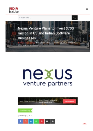 Nexus Venture Plans to Invest $700 million in US and Indian Software Businesses