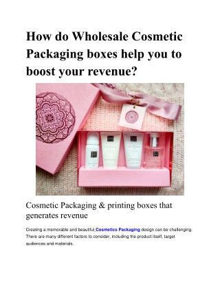 Cosmetic Packaging boxes  usa