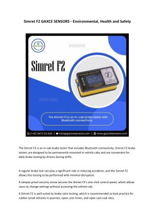 Simret F2 GAXCE SENSORS - Environmental, Health and Safety