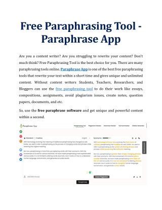 Free Paraphrasing Tool - Paraphrase App