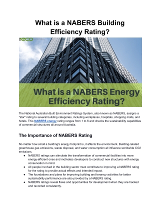 What is a NABERS Energy Efficiency Rating?