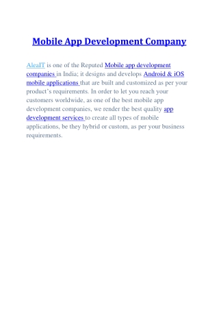 Mobile App Development Company