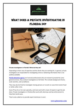 What Does a Private Investigator in Florida Do