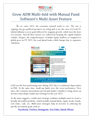 Grow AUM Multi-fold with Mutual Fund Software’s Multi Asset Feature