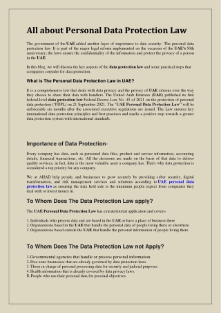 All about Personal Data Protection Law -AHAD