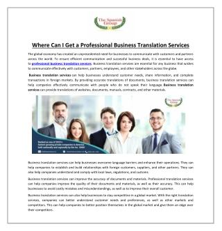Where Can I Get a Professional Business Translation Services