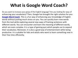 What is Google Word Coach