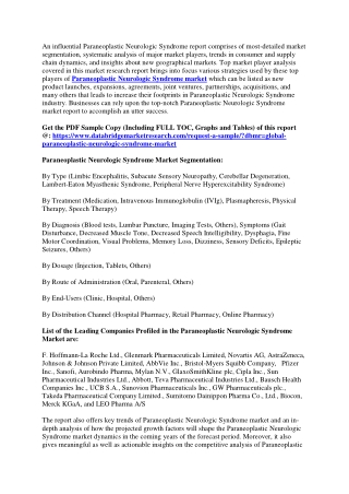 Paraneoplastic Neurologic Syndrome Market