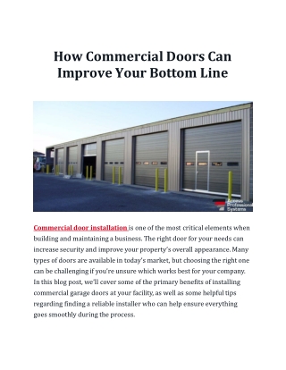 How Commercial Doors Can Improve Your Bottom Line