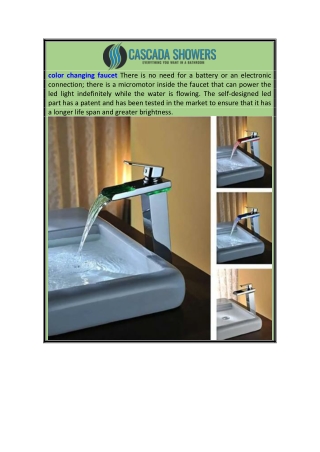 Electronic colour changing faucet    cascadashowers.com