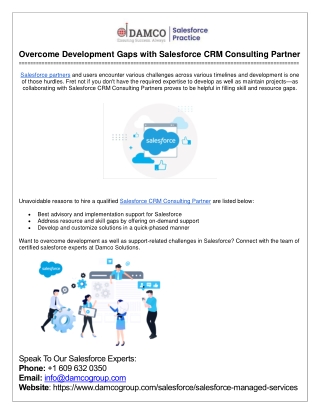 Overcome Development Gaps With Salesforce CRM Consulting Partner