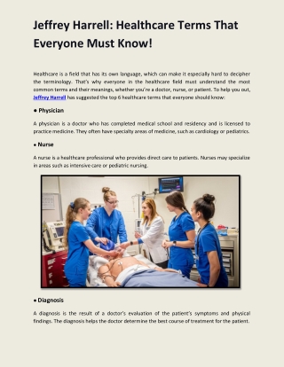 Jeffrey Harrell Healthcare Terms That Everyone Must Know