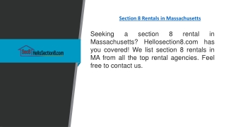 Section 8 Rentals In Massachusetts  Hellosection8.com