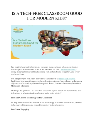 Is a Tech-Free Classroom Good for Modern Kids