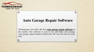 Auto Garage Repair Software  Turbogarage.com