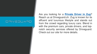 Private Driver in Zug  Driveguard.ch