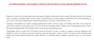 VenueMonk Bulletin How Gurgaon Is Known to Be the Home to Some Upscale Wedding Venues