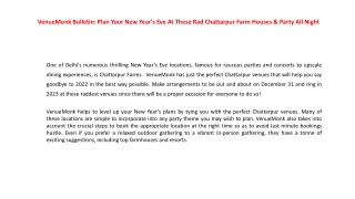VenueMonk Bulletin Plan Your New Year's Eve At These Rad Chattarpur Farm Houses & Party All Night