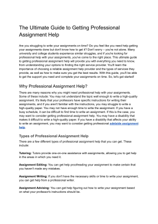 The Ultimate Guide to Getting Professional Assignment Help