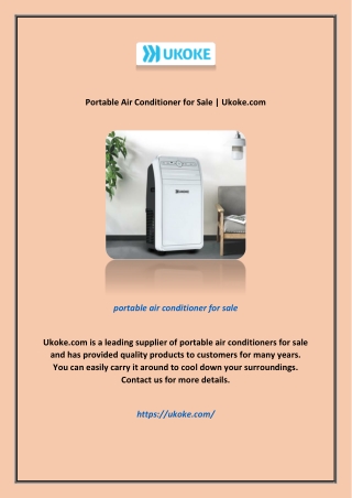 Portable Air Conditioner for Sale | Ukoke.com