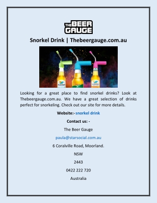 Snorkel Drink | Thebeergauge.com.au