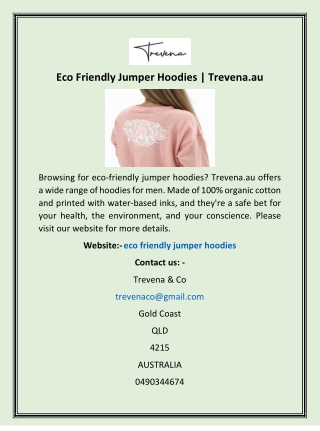 Eco Friendly Jumper Hoodies | Trevena.au