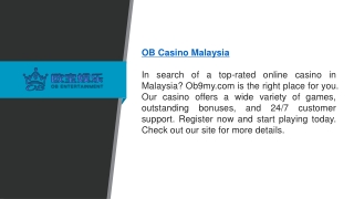 Ob Casino Malaysia  Ob9my.com