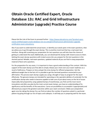 Oracle Certified Expert, Oracle Database 12c: RAC and Grid Infrastructure