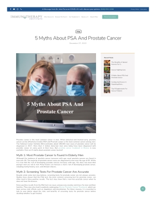 5 Myths About PSA And Prostate Cancer