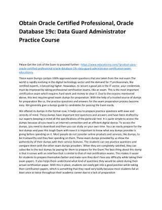 Oracle Certified Professional, Oracle Database 19c: Data Guard Administrator