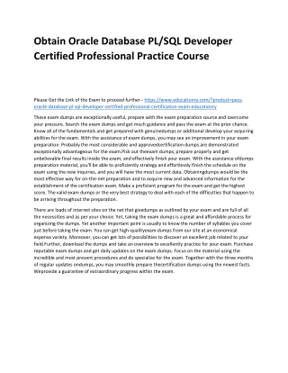 Oracle Database PL/SQL Developer Certified Professional