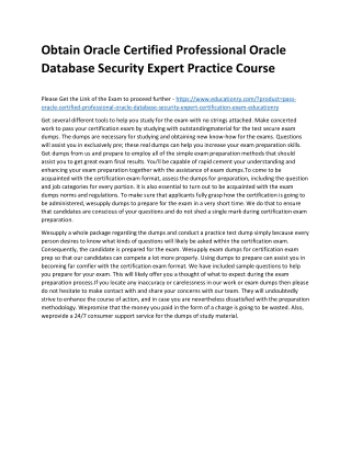 Oracle Certified Professional Oracle Database Security Expert