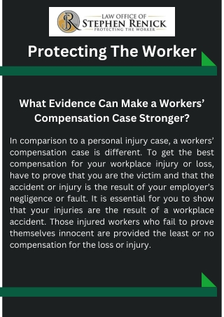 What Evidence Can Make a Workers’ Compensation Case Stronger