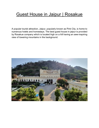 Guest House in Jaipur  | Rosakue