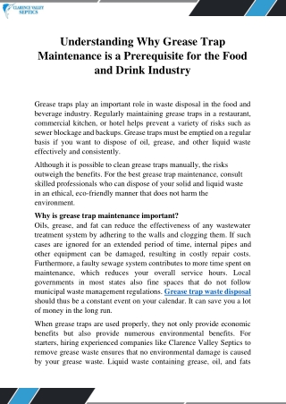 Understanding Why Grease Trap Maintenance is a Prerequisite for the Food and Dri