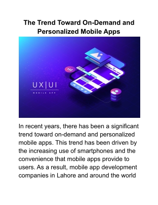 The Trend Toward On-Demand and Personalized Mobile Apps