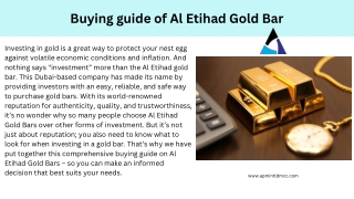 Buying guide of Al Etihad Gold Bar