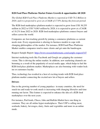B2B Food Place Platforms Market Future Growth & opportunities till 2028