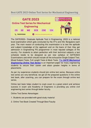 Best GATE 2023 Online Test Series for Mechanical Engineering