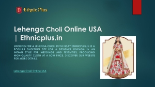 Lehenga Choli Online USA | Ethnicplus.in