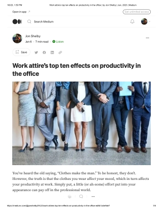 Work attire's top ten effects on productivity in the office